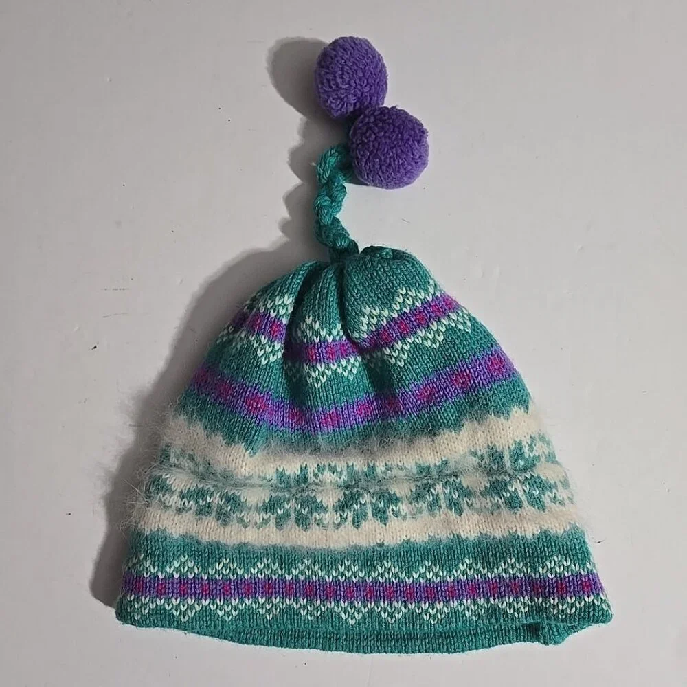 VTG Murray Merkley Tassel Beanie Pure Virgin Wool Knit Ski Winter Hat Fuzzy